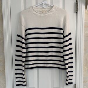 Brit NY Cotton Striped Black and White Short Silhouette Sweater